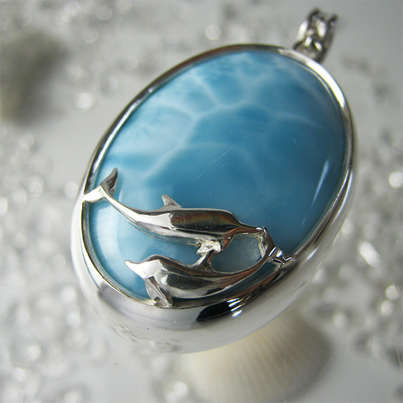 イルカのいる海　ラリマー シルバー  ペンダント【送料無料】iruka95  ドルフィン
