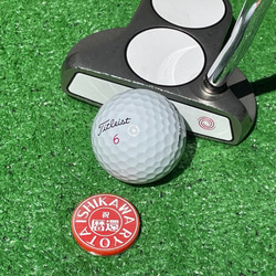 【送料無料】還暦プレゼント用 ゴルフマーカー フルネームアイコン （30mm) オリジナルデザイン 名入れ 1枚目の画像
