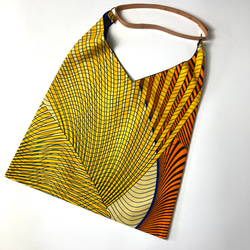 ［Epidote]African print × Real leather Folding bag   Orange 2枚目の画像