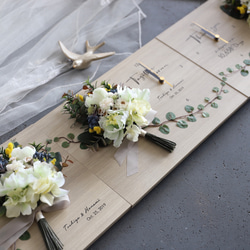 特典付き！　結婚式のご両親贈呈用に♪　家族と家族が繋がる木製パネルの花時計･･･送料無料 11枚目の画像