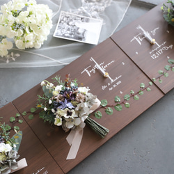 特典付き！　結婚式のご両親贈呈用に♪　家族と家族が繋がる木製パネルの花時計･･･送料無料 1枚目の画像
