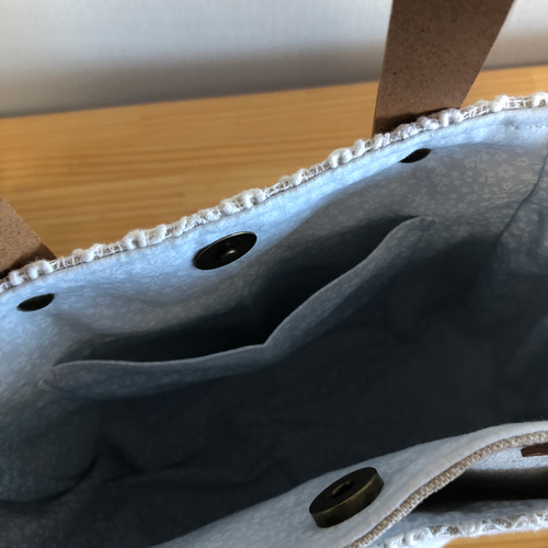 リネンのバック ケミカルレース ホワイト トートバッグ tumugi 通販  