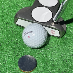 【送料無料】紅白ゴルフマーカー フルネームアイコン （25mm/30mm) オリジナルデザイン 名入れ 2枚目の画像