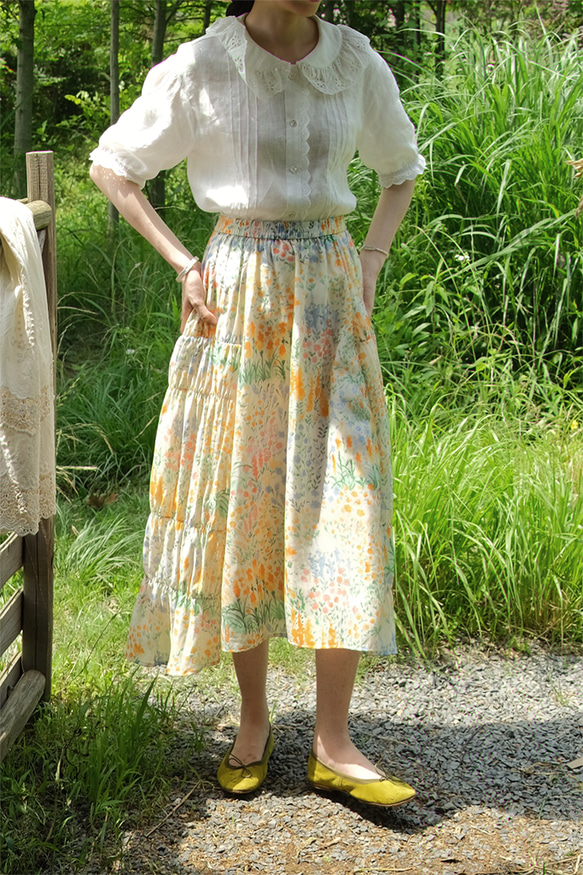 着回しやすい　夏の定番プリントロングスカート 6枚目の画像