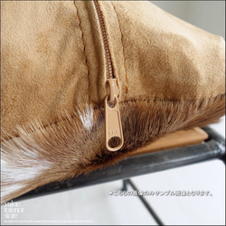 毛皮クッションカバー PUTI-16 ハラコ 天然皮革 ハンドメイド 正方形 北欧 本皮 手作り レトロ調 エスニック 5枚目の画像