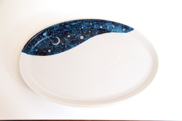 夜空と三日月の楕円皿セット・シルバー 4枚目の画像