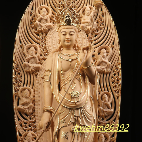 【修縁堂】43CM 欠損品 木彫仏像 薬師三尊立像 彫刻 本金 切金 檜材 桧木薬師寺形薬師三尊像 切金 本尊坐3.0寸 脇仏立4.5寸
