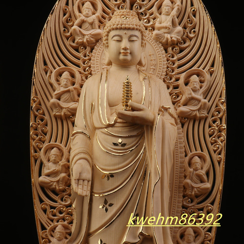 木彫仏像 東方三聖 薬師如来三尊立像 勢至菩薩 観音菩薩 切金