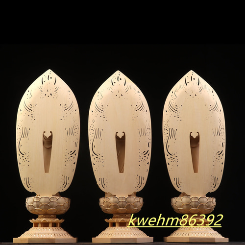 【修縁堂】43CM 欠損品 木彫仏像 薬師三尊立像 彫刻 本金 切金 檜材 木彫り仏像 薬師寺形【薬師三尊像】 桧木 切金 本尊坐3.0寸 脇仏