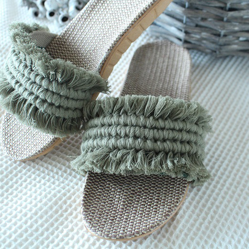 マクラメフリンジ付きスリッパ マクラメフリンジ付きスリッパ