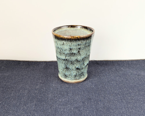ブルーのフリーカップ ビール 焼酎にも 【手仕事 民藝 窯元 和 陶器