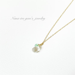 ＊1点もの＊14kgf crystal ×emerald necklace 5枚目の画像