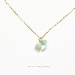 ＊1点もの＊14kgf crystal ×emerald necklace 8枚目の画像