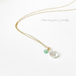 ＊1点もの＊14kgf crystal ×emerald necklace 6枚目の画像