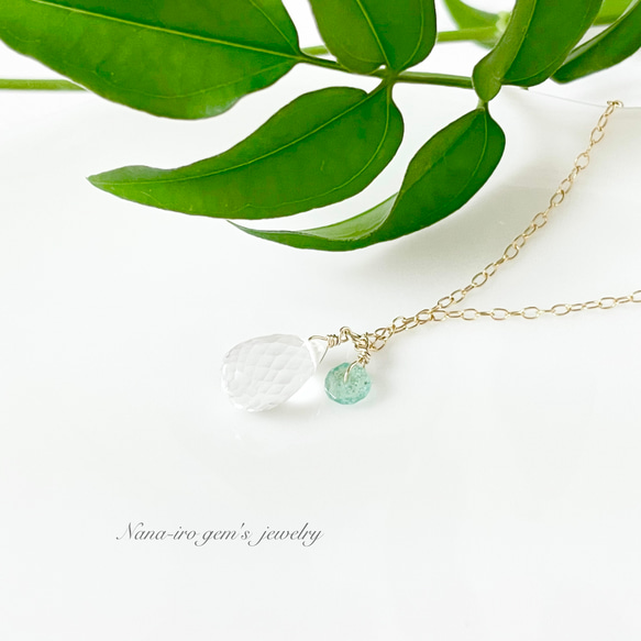 ＊1点もの＊14kgf crystal ×emerald necklace 4枚目の画像