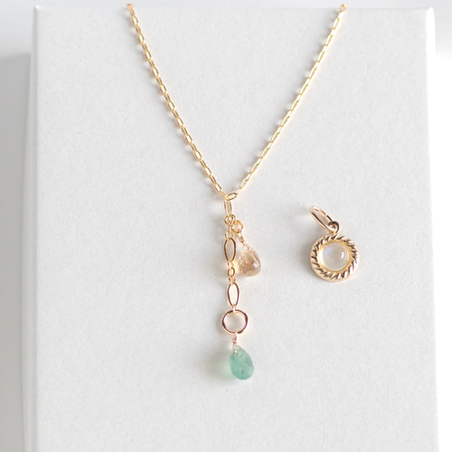 14kgf *ブルームーンストーン×オレゴンサンストーン【ネックレス用  