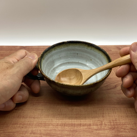 かわいいスープカップ　　そうめんの取り鉢にも【手仕事　民藝　窯元　和　陶器　ブルー　紅茶】 6枚目の画像