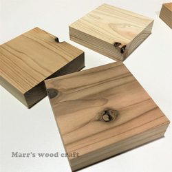 木工工作・DIYに使える木材端材板　正方形と三角形　9ｘ9cm　18枚セット　国産杉　無塗装無垢材　クラフト素材 7枚目の画像