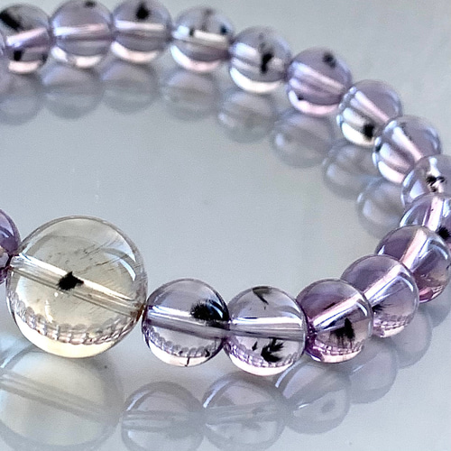 【希少,美品】レピドクロサイトインアメジストエレスチャル　ブレスレット　タンブル レピドクロサイトインアメジストエレスチャル ポイント 天然石専門店