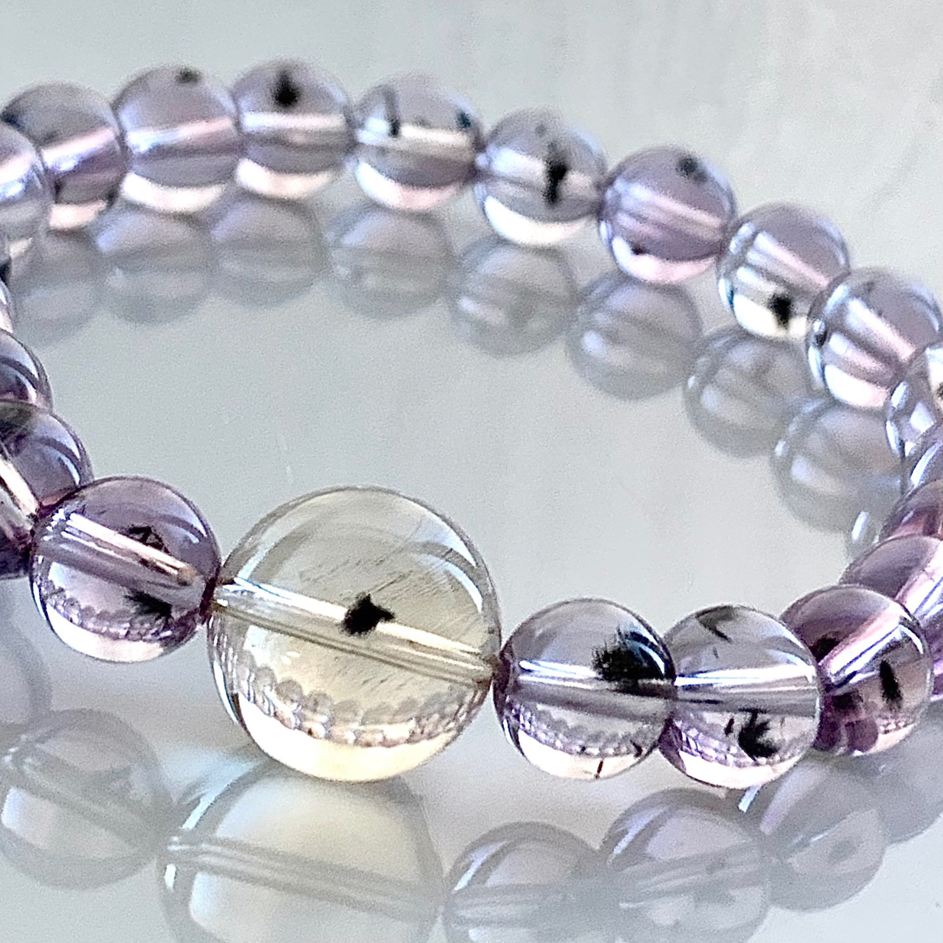 超レア希少石☆ロマネサイトインアメジスト・ロマネサイトインシトリンのブレスレット-A