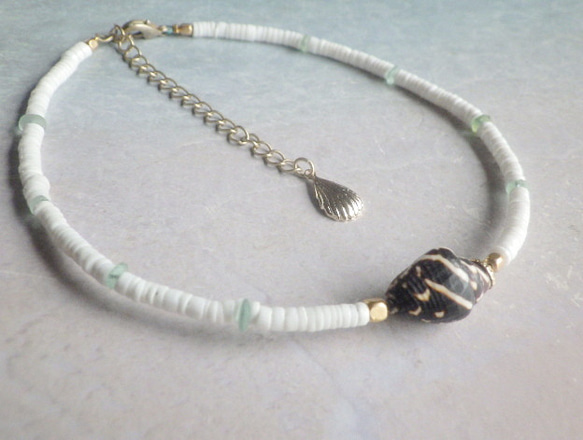 tiny shell seashell anklet　プカシェルアンクレット*ローマングラス 5枚目の画像