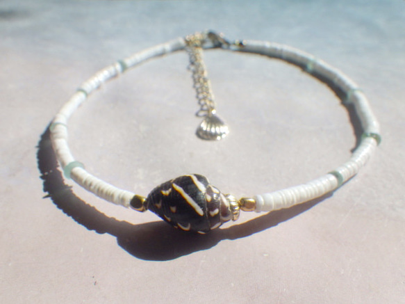 tiny shell seashell anklet　プカシェルアンクレット*ローマングラス 7枚目の画像