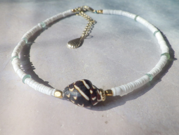 tiny shell seashell anklet　プカシェルアンクレット*ローマングラス 8枚目の画像