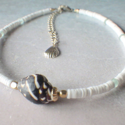 tiny shell seashell anklet　プカシェルアンクレット*ローマングラス 3枚目の画像