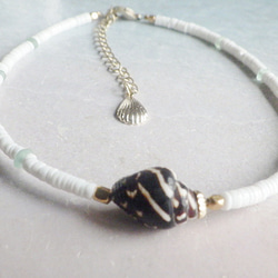 tiny shell seashell anklet　プカシェルアンクレット*ローマングラス 4枚目の画像