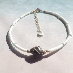 tiny shell seashell anklet　プカシェルアンクレット*ローマングラス 6枚目の画像