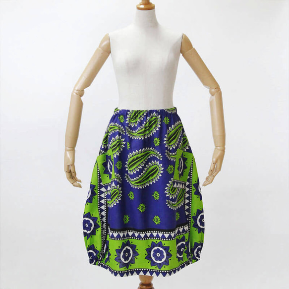 アフリカ布のバルーンスカート｜カンガスカート コクーンスカート 大人かわいい 4枚目の画像