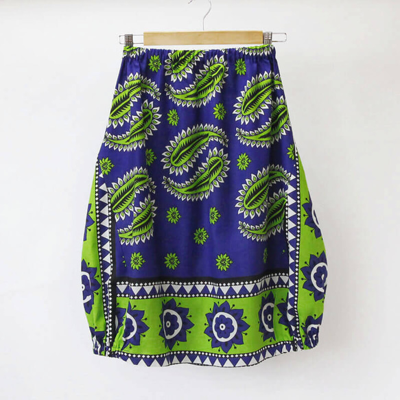 アフリカ布のバルーンスカート｜カンガスカート コクーンスカート 大人かわいい 3枚目の画像
