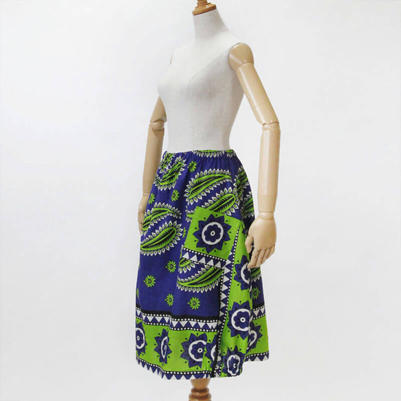 アフリカ布のバルーンスカート｜カンガスカート コクーンスカート 大人かわいい 5枚目の画像