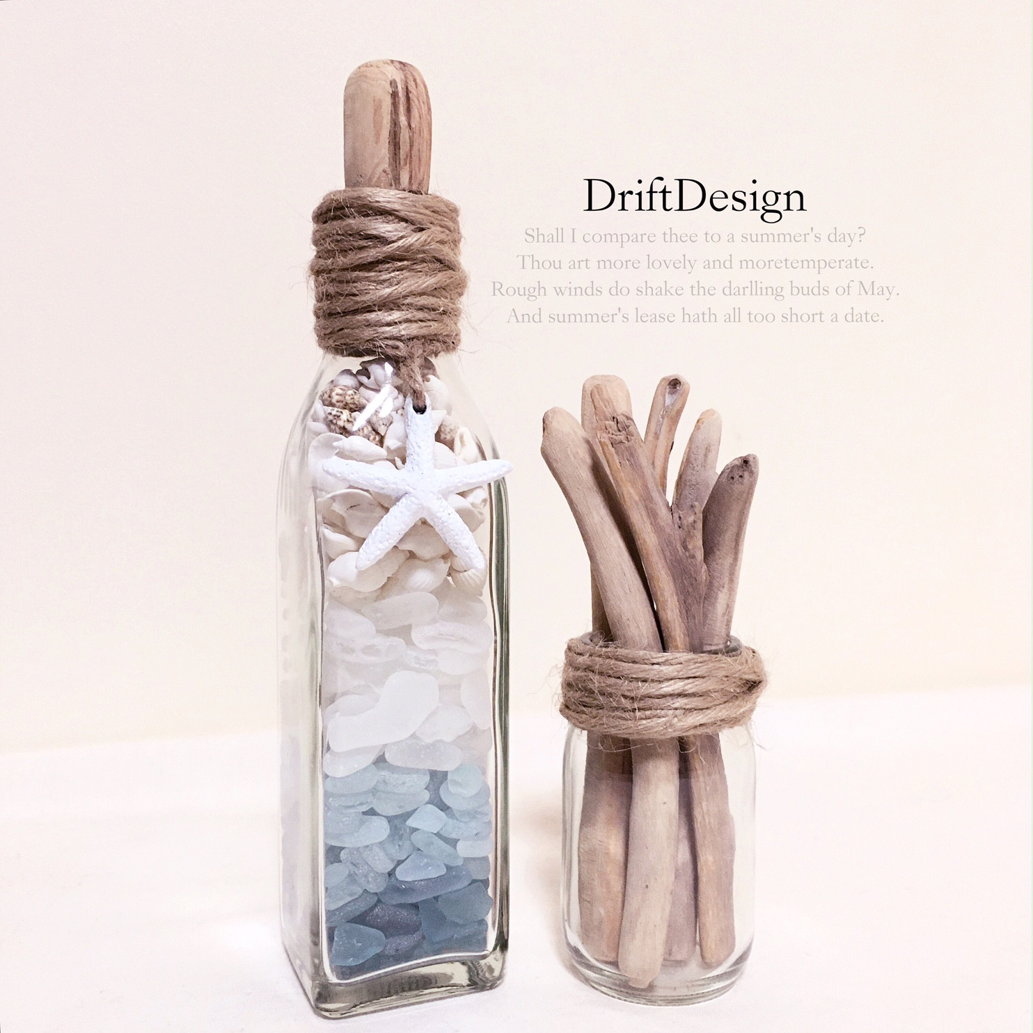 Drift Design〜 流木とシーグラスの瓶詰めのお洒落なインテリアセット