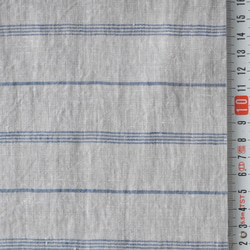 【数量限定】遠州織物 薄地 [リネン100%] ボーダーA ホワイト 生地   1m〜 4枚目の画像