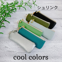 コインが見やすくたっぷり入る長細いコインケース  シュリンク　寒色系 17枚目の画像