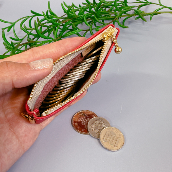 コインが見やすくたっぷり入る長細いコインケース  シュリンク　寒色系 9枚目の画像