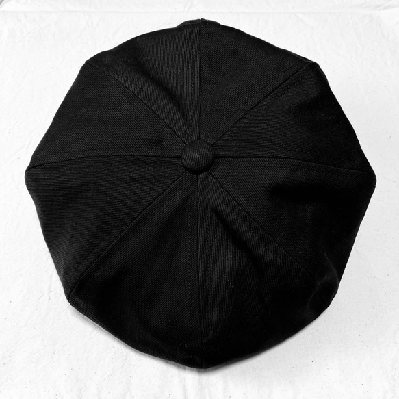 ハンドメイド ビッグキャスケット 黒デニム 岡山井原産 裏無し夏