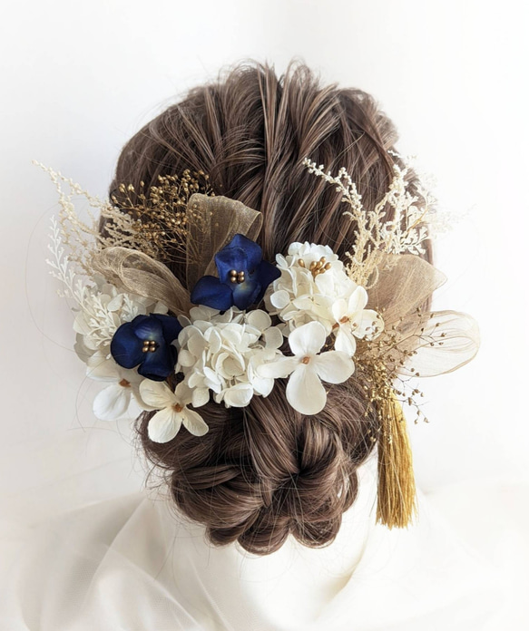 №051♡ドライフラワー＆プリザーブドフラワー髪飾り♡成人式♡卒業式♡結婚式 №051♡ドライフラワー＆プリザーブドフラワー髪飾り♡成人式♡卒業式