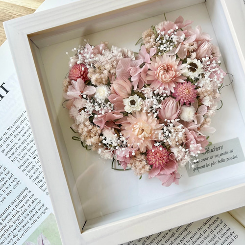 送料無料】選べるカラー｜ハートのドライフラワーフレーム ドライ