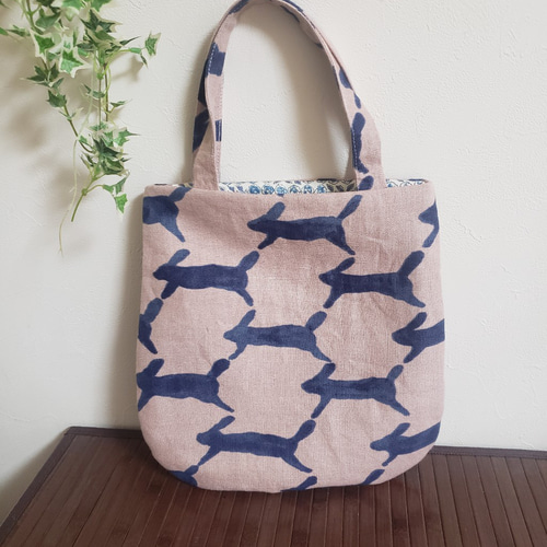 ミナペルホネン ミニトート ピンク （残布で作ったミニバッグ/ミナ  