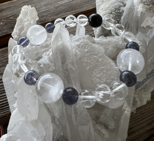 ホワイトファントム水晶のブレスレット　正しい成長の方向性 6枚目の画像