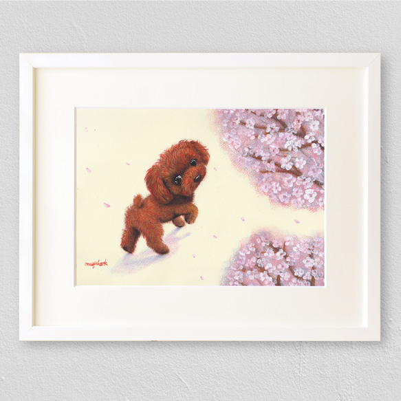 絵画 原画 トイプードル 犬 アートパネル 油絵風 ハンドメイド