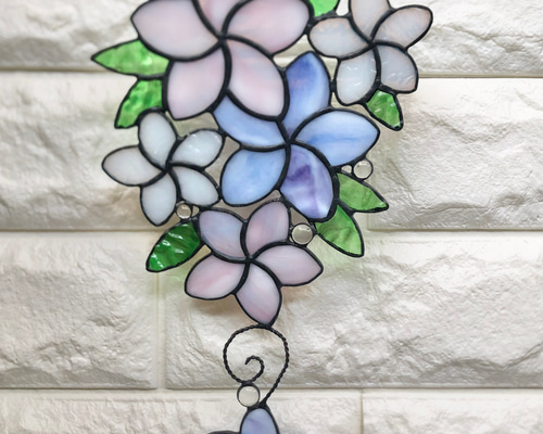 ステンドグラス】プルメリアのウォールオーナメント タペストリー