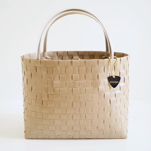 ミルクティーベージュM 持ち手カラーチェンジOK 2WAYプラカゴバッグ