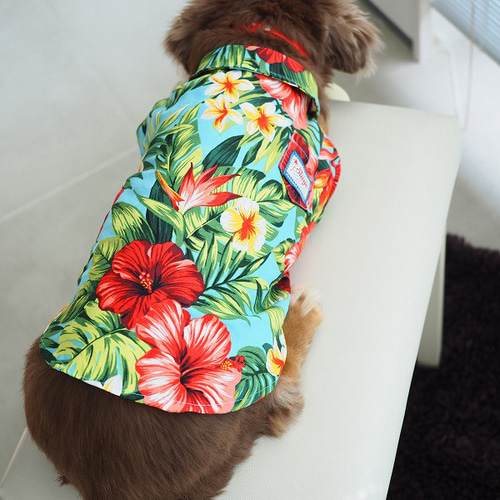 犬服 ダックスちゃんのかわいいアロハ柄のシャツ ペット服
