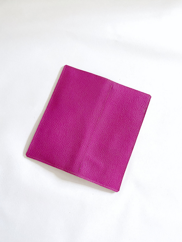 トラベル ホルダー パスポート ケース 本革 レザー  マゼンタ ピンク 5枚目の画像