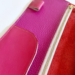 トラベル ホルダー パスポート ケース 本革 レザー  マゼンタ ピンク 3枚目の画像
