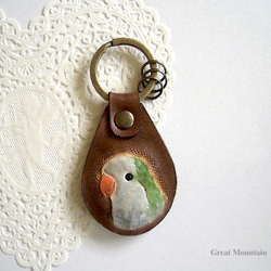 文鳥 革 鳥グッズ バッグ チャーム インコ 鳥 レザー キーホルダー