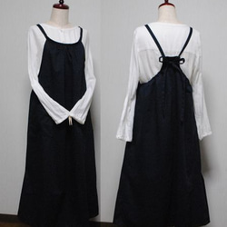 アーメン　ブラックエプロンワンピースサイズ1 エプロンワンピース 黒 ロング丈 着丈120cm マキシ丈 いつもの服の上